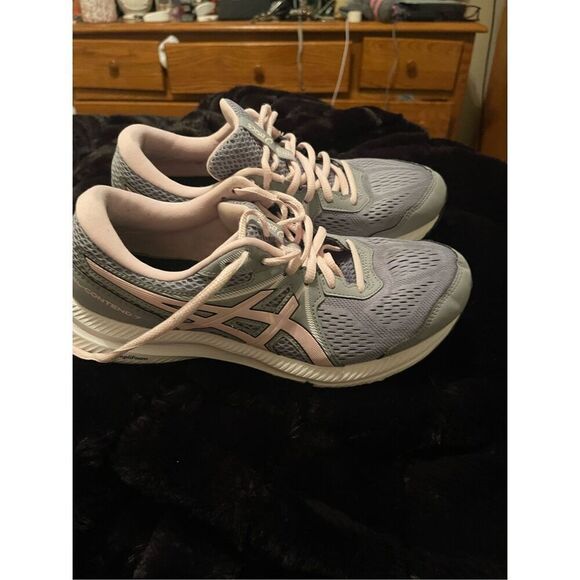 ASICS Women's Pink & Gray Lace-Up Gel Contend 7 Running Shoes Size 9.5 - Picture 11 of 15